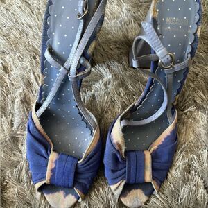 MOSCHINO tie dye dress shoe heels platform open toe sandals y2k designer fashion